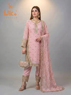 3Pc Embroidered Chiffon Shirt, shalwar, Dupatta