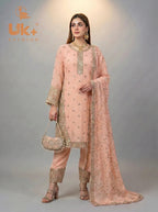 3Pc Embroidered Chiffon Shirt, shalwar, Dupatta