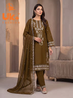 3Pc Embroidered Cotton Shirt, Trouser, Dupatta
