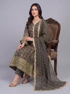 3Pc Chiffon Embroidery Shirt, Shlawar, Dupatta