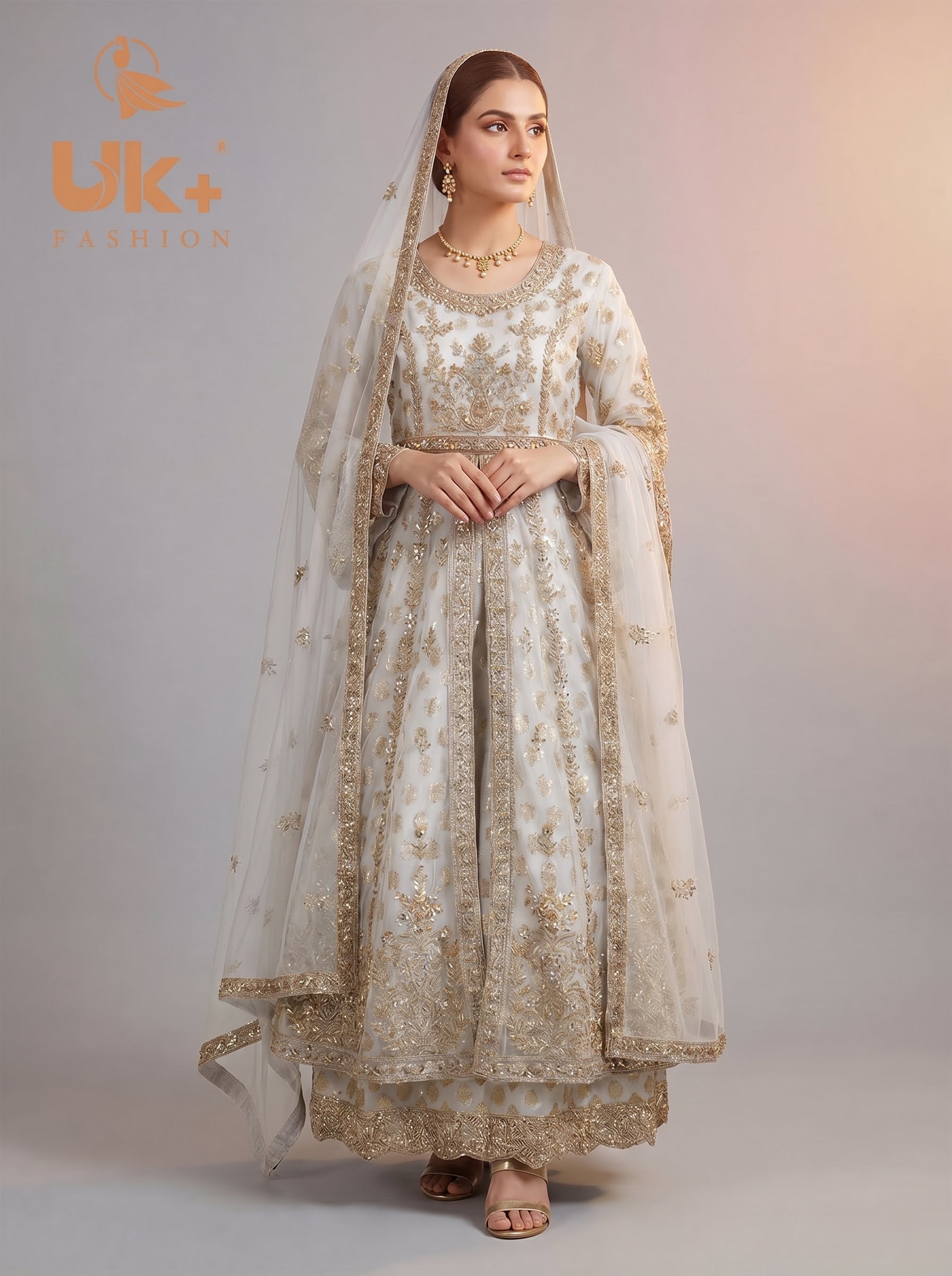 Bridal organza cancan maxi,dupatta