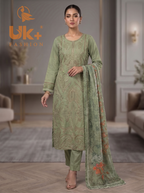 3Pc Embroidered Cotton Shirt, Trouser, Dupatta
