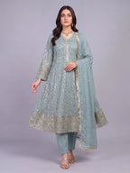 3Pc Chiffon Embroidery Shirt, Shlawar, Dupatta