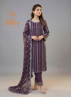 3Pc Chiffon Embroidery Shirt, Shlawar, Dupatta