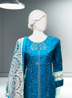Blue 3pc Khaddar Dress
