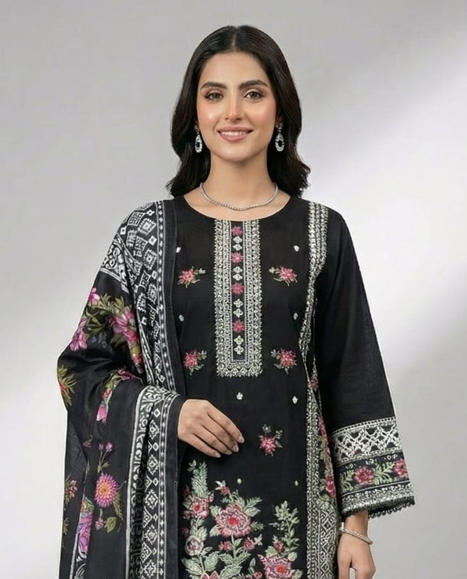 3Pc Embroidered Winter Khaddar, Shirt Shalwar Dupatta