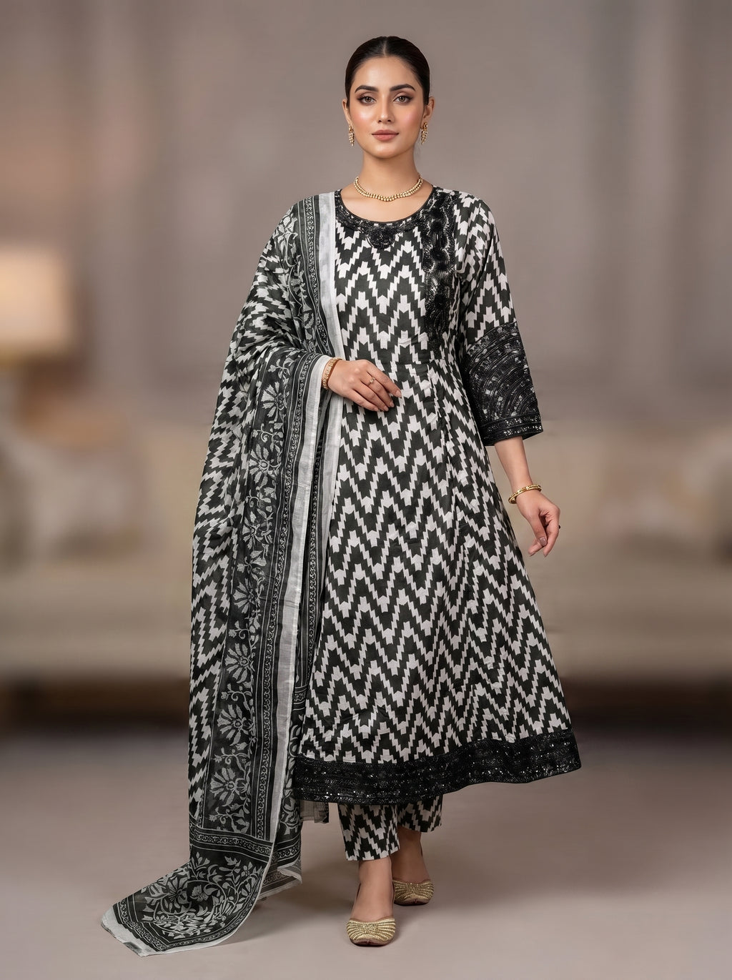 3pc pure lawn frock,touser,dupatta