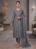 3Pc Embroidered Cotton Shirt, Trouser, Dupatta