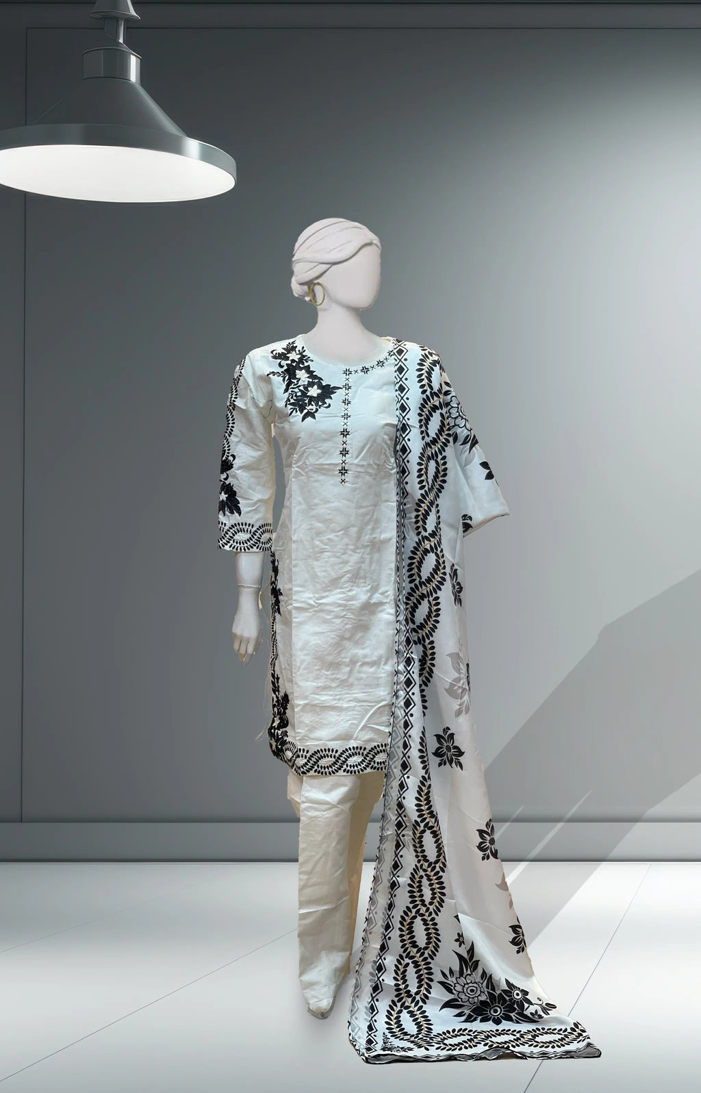 White Khaddar Dress