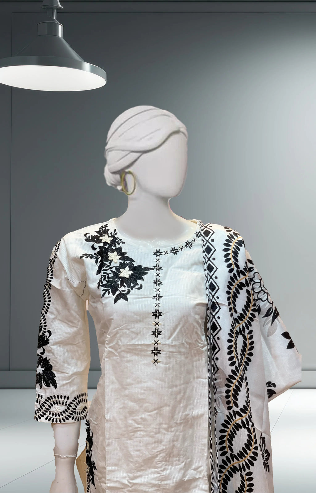White Khaddar Dress