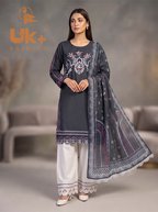 3Pc Embroidered Cotton Shirt, Plazo, Dupatta