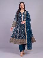 3Pc Chiffon Embroidery Shirt, Shlawar, Dupatta