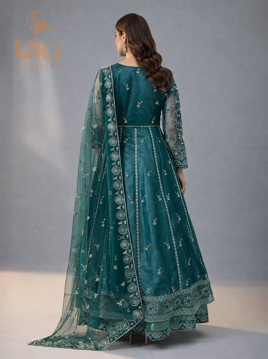 Bridal organza cancan maxi,dupatta